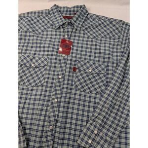 New Tag Real Ranch Workwear Pearl Snap XLT Plaid Shirt Long Sleeve Front Pocket